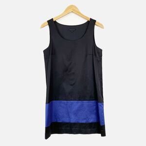 Theory Color Block Sleeveless Satin Shift Dress Size 8